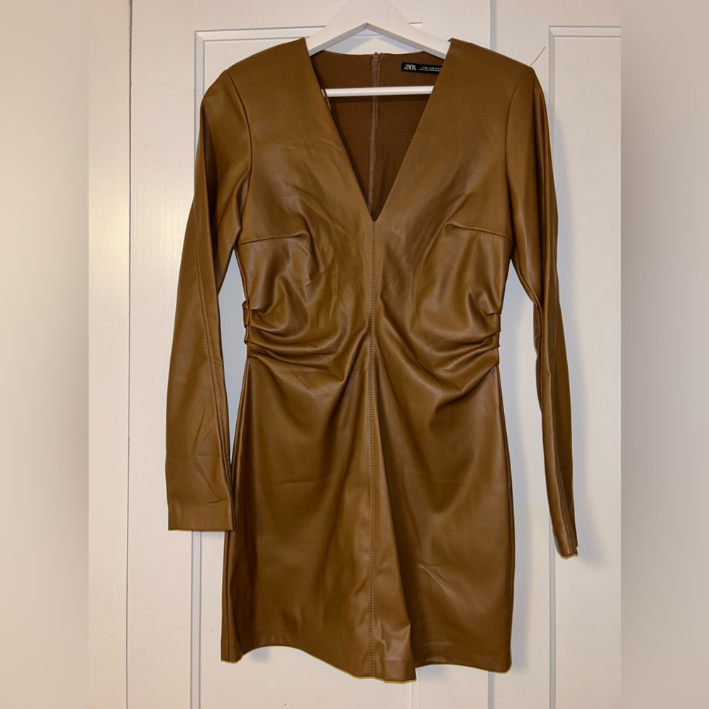 Brown leather dress